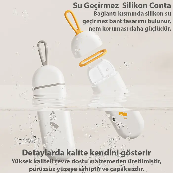 EZERE Taşınabilir 3 Bölmeli Nem Geçirmez Mini Hapİlaç Saklama Kutusu - BPA İçermez