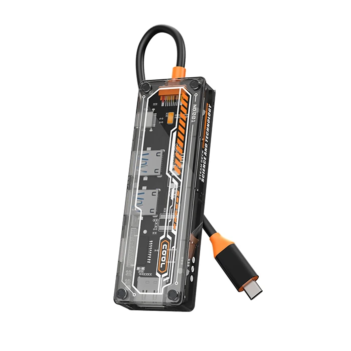 ALLY 6in1 Type-c To USB3.0 + USB2.0 + Type-c PD 100W + SD + TF + HDMI Çoğaltıcı Transparan Hub