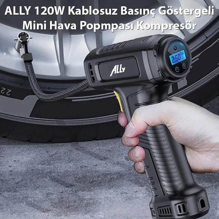 ALLY 120W Kablosuz Basınç Göstergeli Mini Hava Popmpası KompresörST-5007C