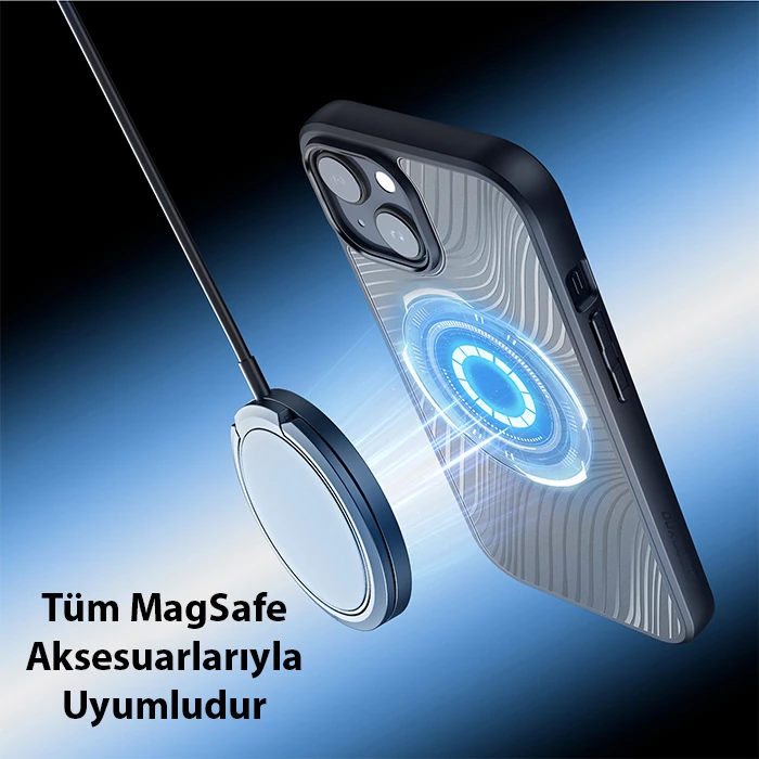 Dux Ducis iPhone 15 Plus Aimo Series MagSafe Premium Buzlu Sert PC-TPU Kılıf
