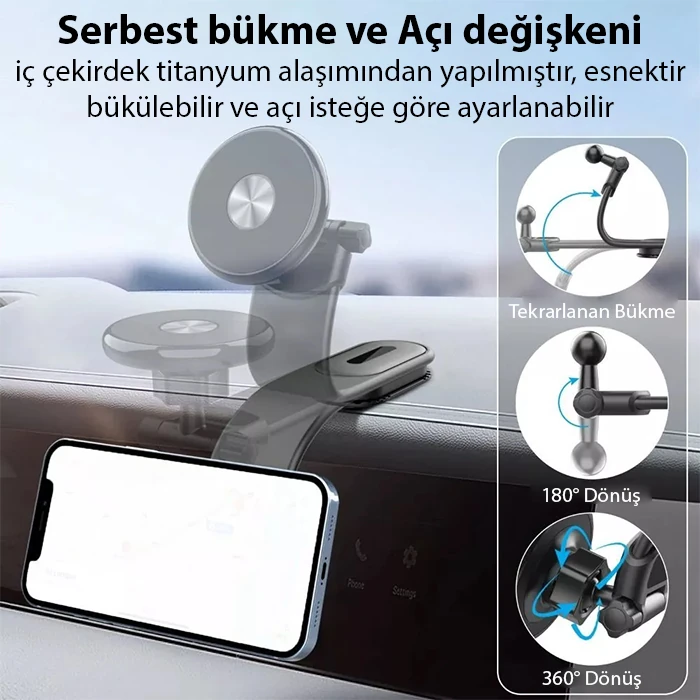ALLY Ayarlanabilir Araç İçi Torpido Üstü Manyetik Telefon Tutucu