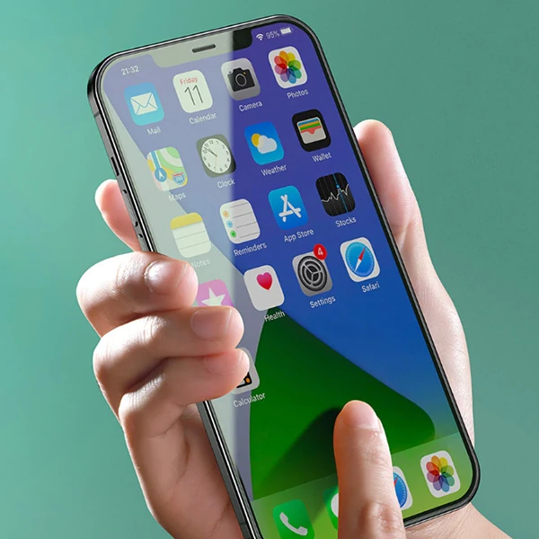 BASEUS İPhone 12/ 12 Pro 6.1 0.30mm Full Tempered Cam Ekran Koruyucu 2Set Anti-Bluelight