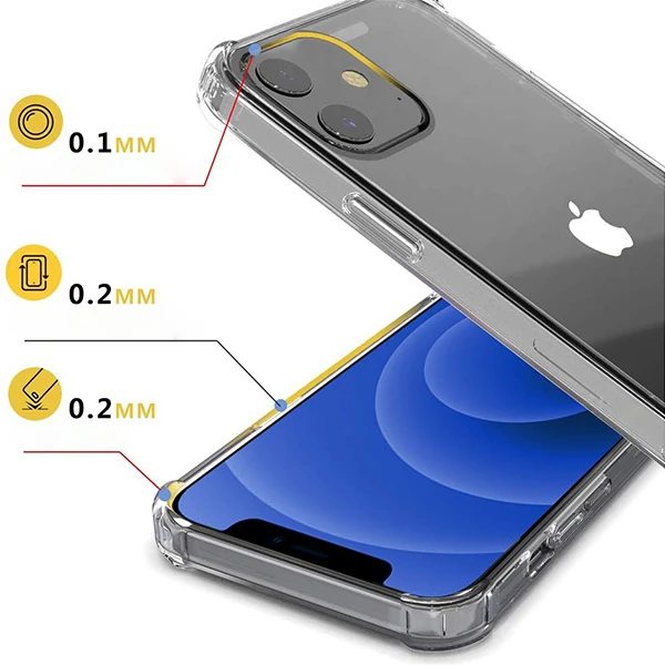 İPhone 12 Mini 5.4 Anti-Drop Silikon Kılıf Shockproof Şeffaf kılıf