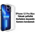 Ally iPhone 12 Pro Max 6.7inç Kılıf Kamera Korumalı Ultra İnce Şeffaf Silikon Kılıf