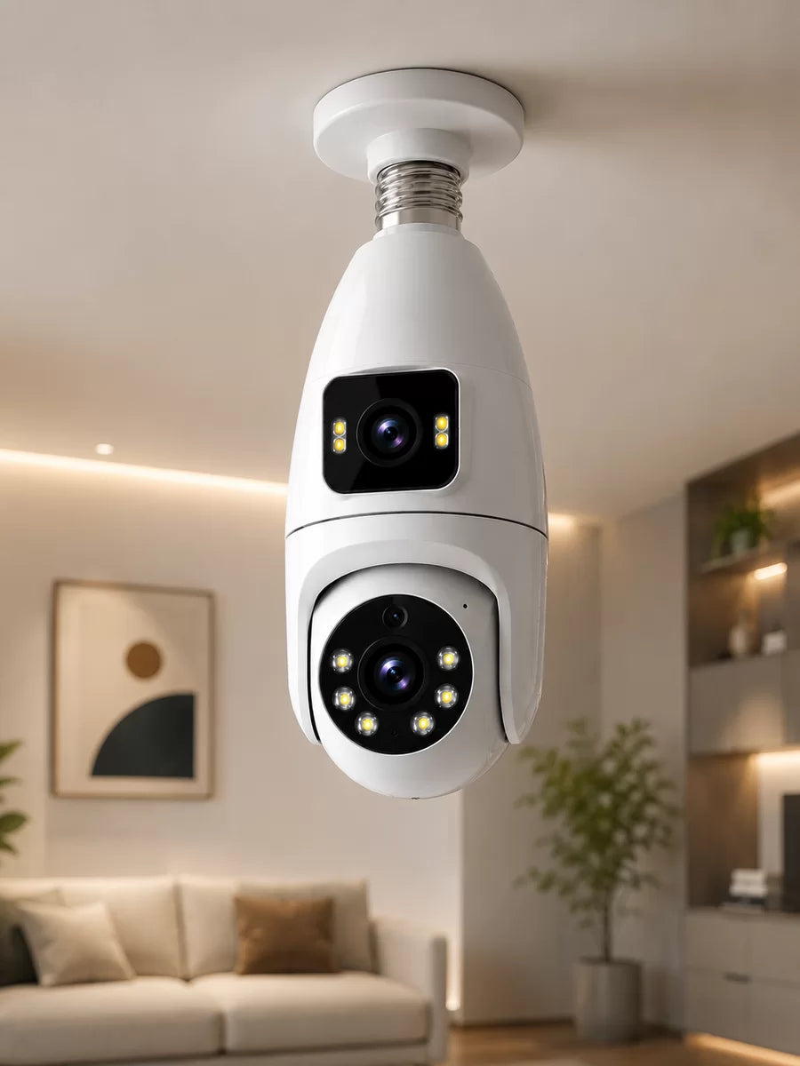 360° Ev İzleme Wi-Fi Çift Lens Akıllı Ampul Kamera