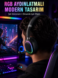 RGB Işıklı Bluetooth Mikrofonlu Kulaklık Uzun Süreli Kullanım Type-C Şarjlı