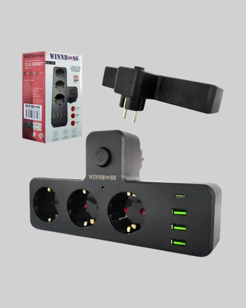 Masa Üstü Çoklu Priz USB ve Type-C Çıkışlı Güç Dağıtıcı