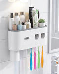 Banyo Organizer Diş Fırçası Tutucu Çift Dispenserli Raflı Çekmeceli