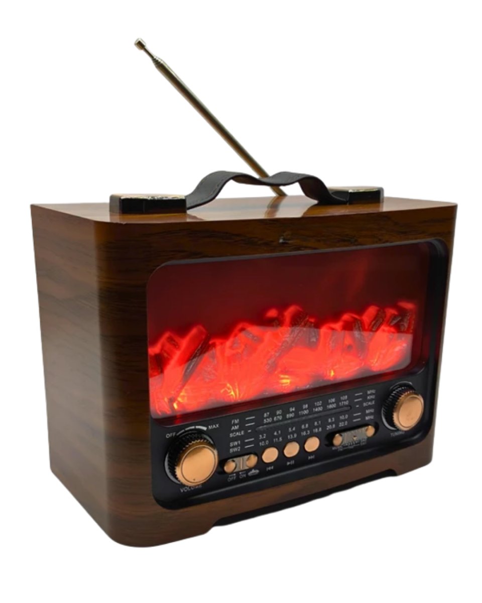 Retro Şömine Tasarımlı Bluetooth Hoparlör FM Radyo USB TF Kart Müzik Çalar