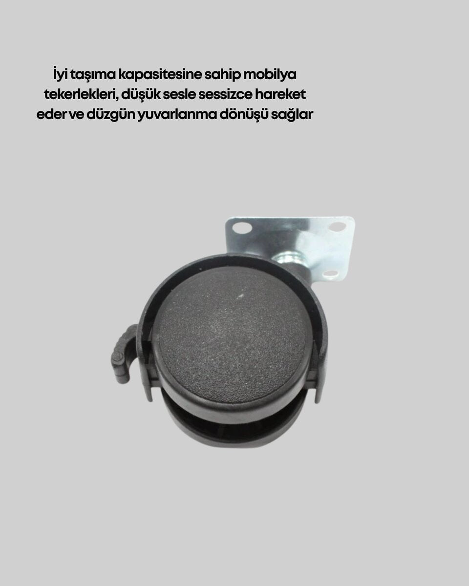 4 cm Kilitli Mobilya Tekerleği Tekli Sessiz ve Dayanıklı