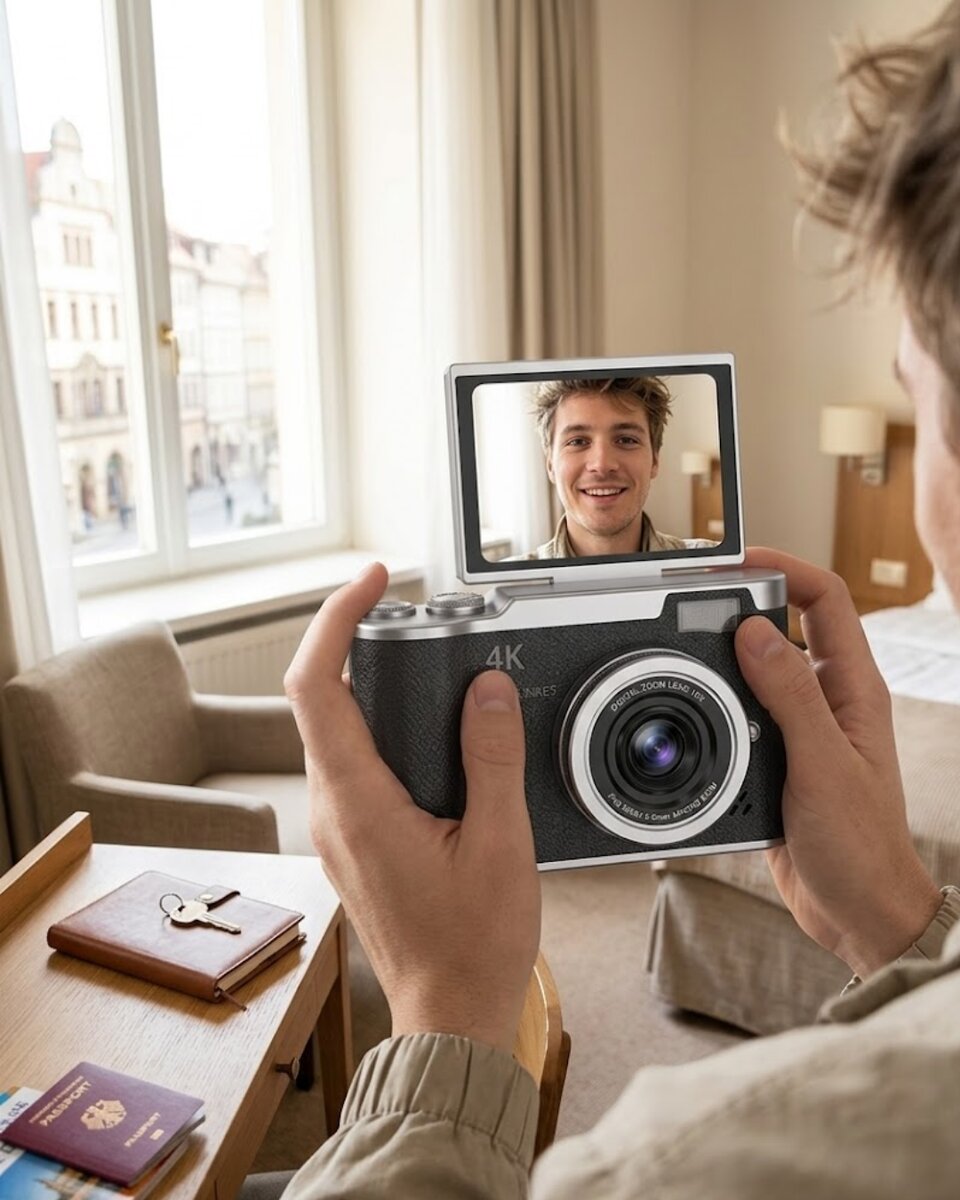 48 MP 4K Dijital Kamera 8X Zoom ve 180 Derece Ekran Yeni Başlayanlar İçin Uygun