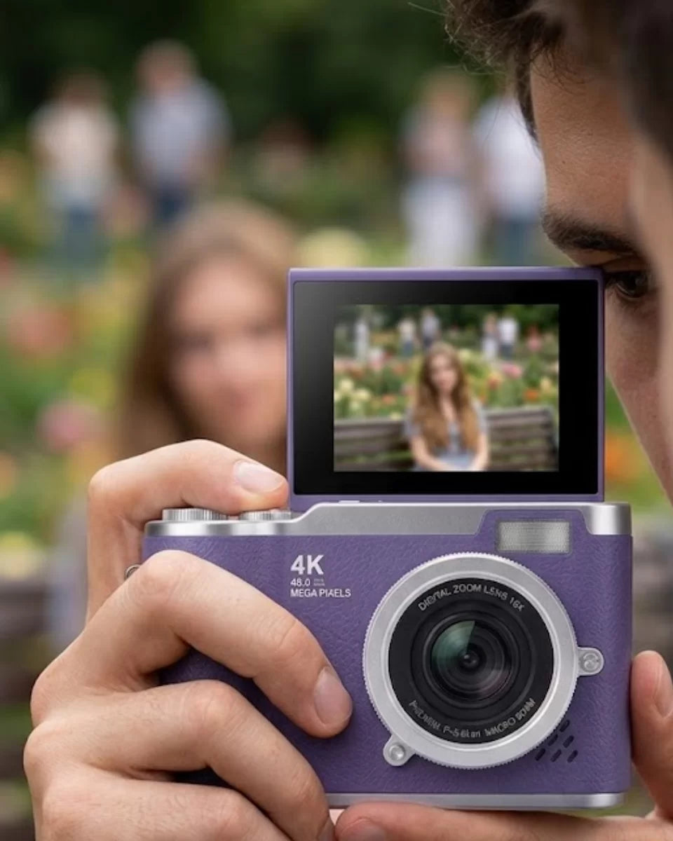 4K Kompakt Kamera 48 MP Autofocus Flash Özellikli Vlog Kamera