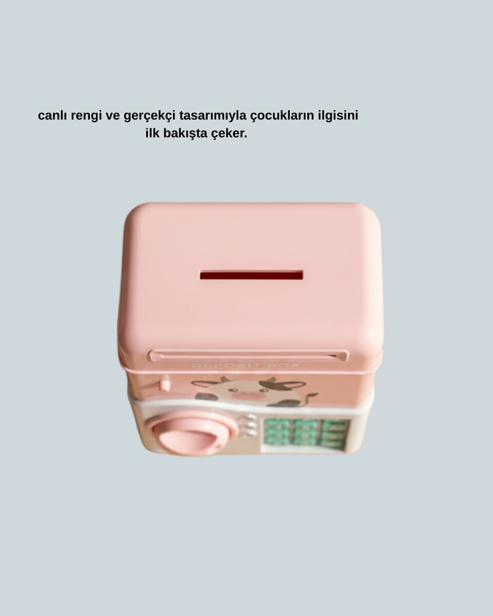 Pembe Şifreli Eğitici ATM Kasa Çocuk Kumbarası