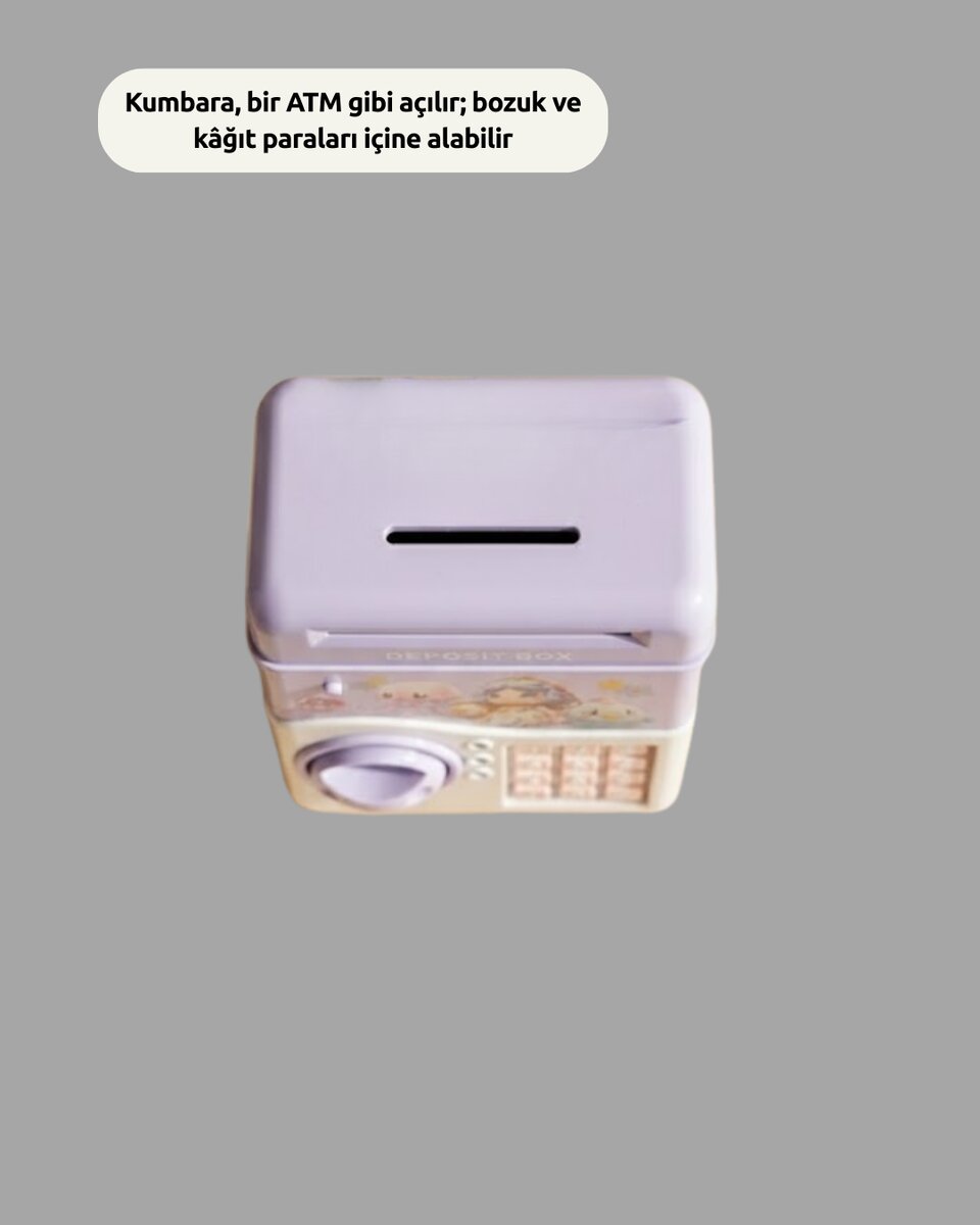 Elektronik Şifreli ATM Görünümlü Çocuk Kumbarası Mor