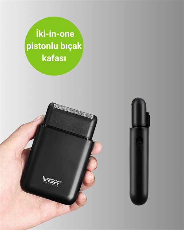 USB Şarjlı Traş Makinesi – Piston + Ağ Başlık 600 mAh Batarya