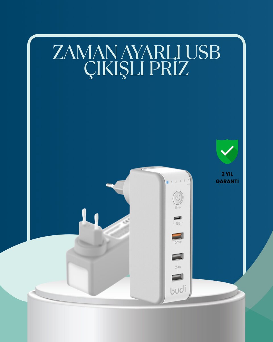 30W Type C Şarj Cihazı Zamanlayıcılı Çok Portlu Tasarım