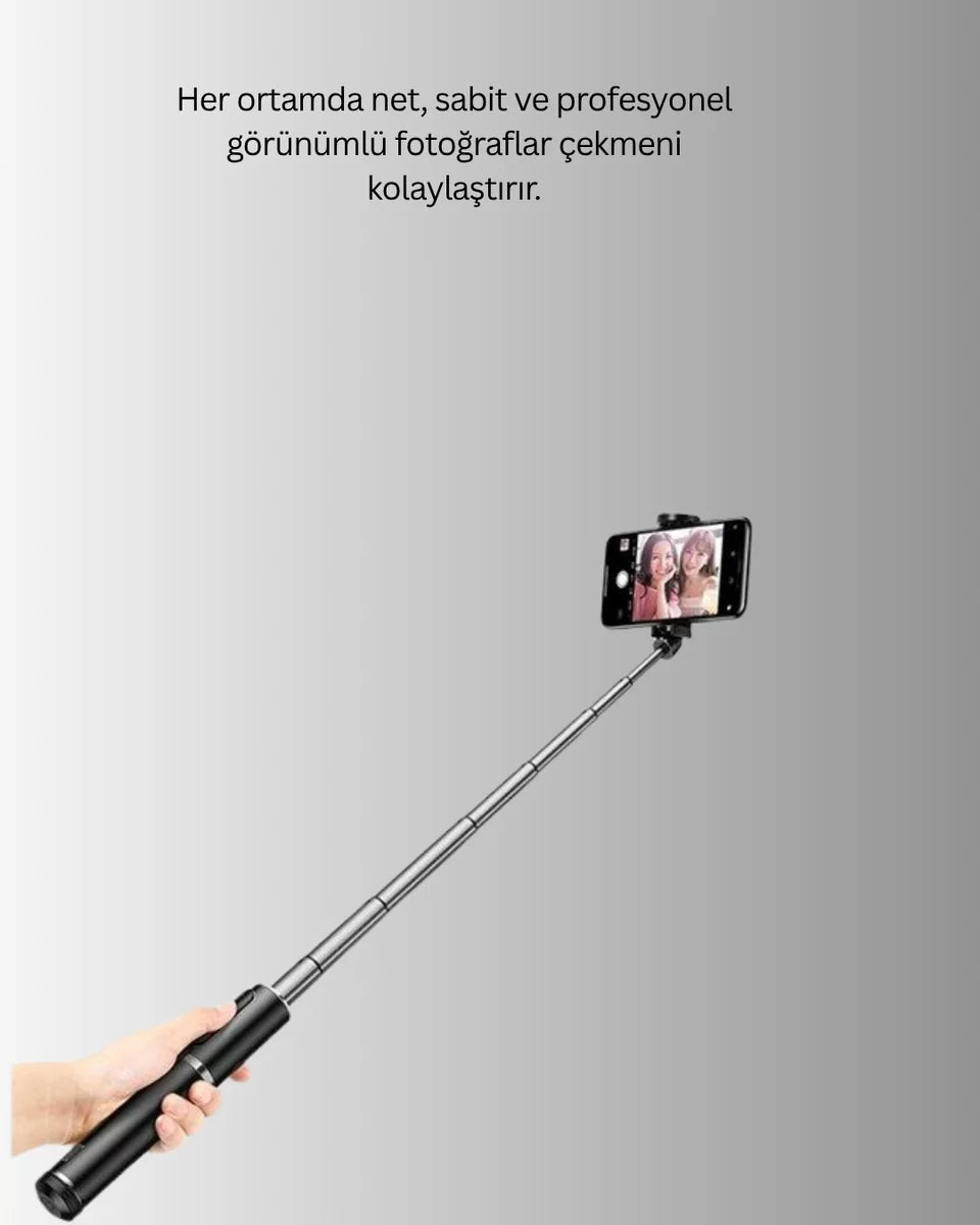 Bluetooth Selfie Çubuğu – Katlanabilir Uzaktan Kumandalı
