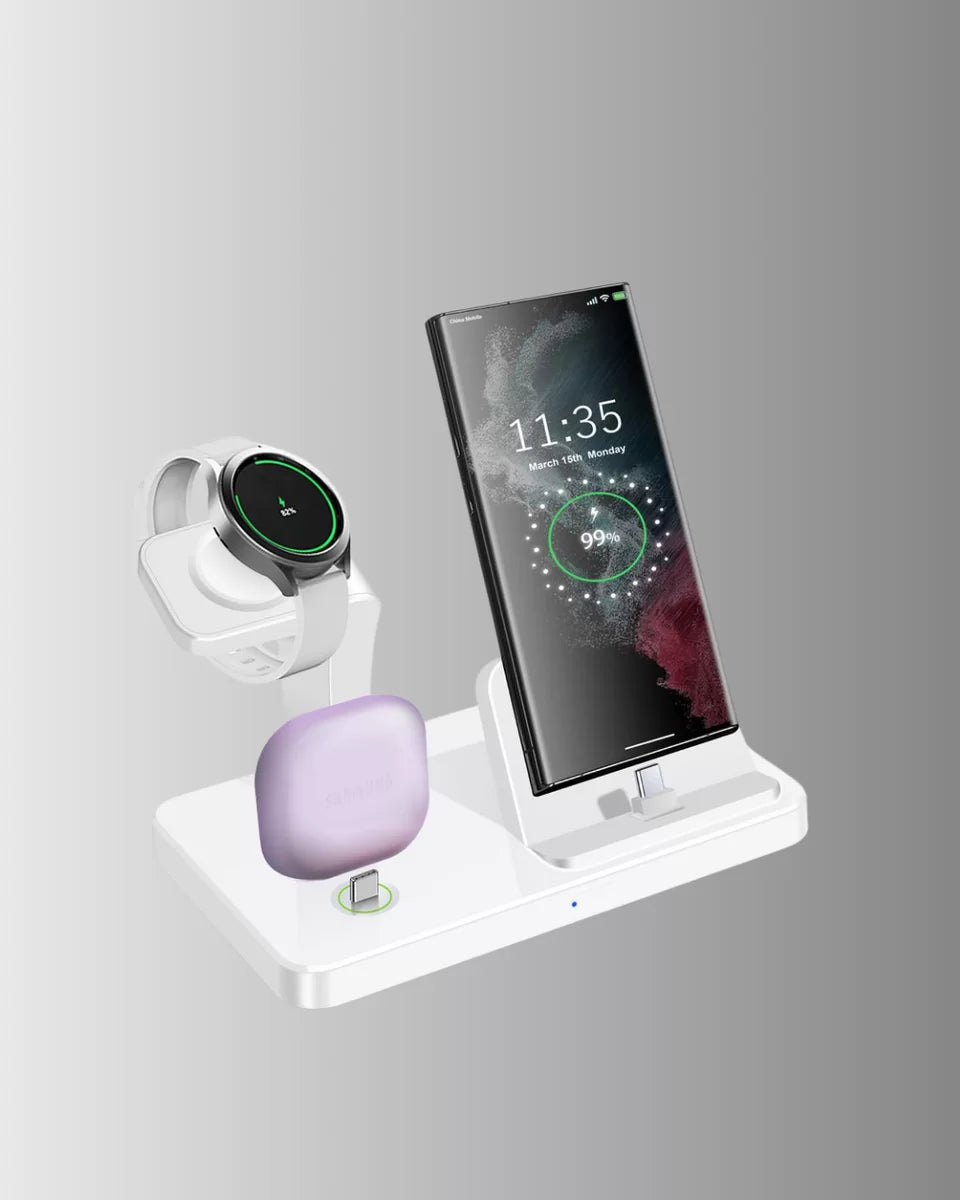 Kablosuz Şarj İstasyonu 4’ü 1 Arada iPhone Watch ve AirPods Uyumlu