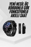 Amoled Ekran Metal Deri Silikon Kordonlu Uyku ve Sağlık Takibi