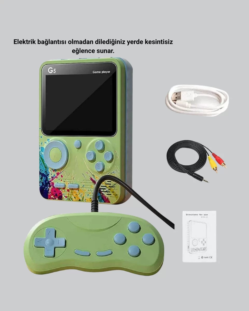 500 Oyunlu G5 Retro Mini Oyun Konsolu 3 İnç Ekran ve TV Desteği