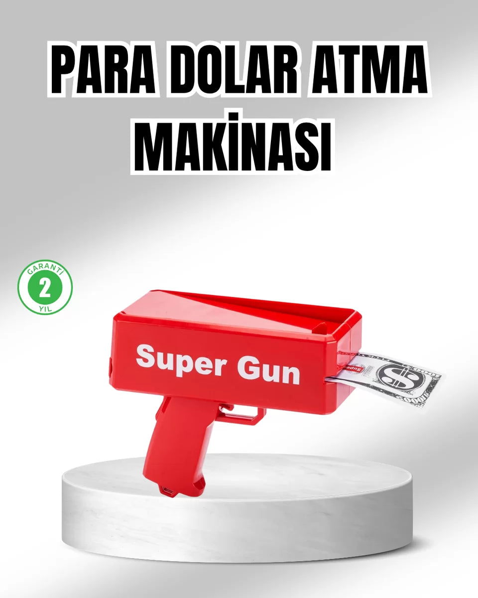 Super Money Gun Para Saçma Tabancası Yüksek Atış Güçlü Kırmızı Model