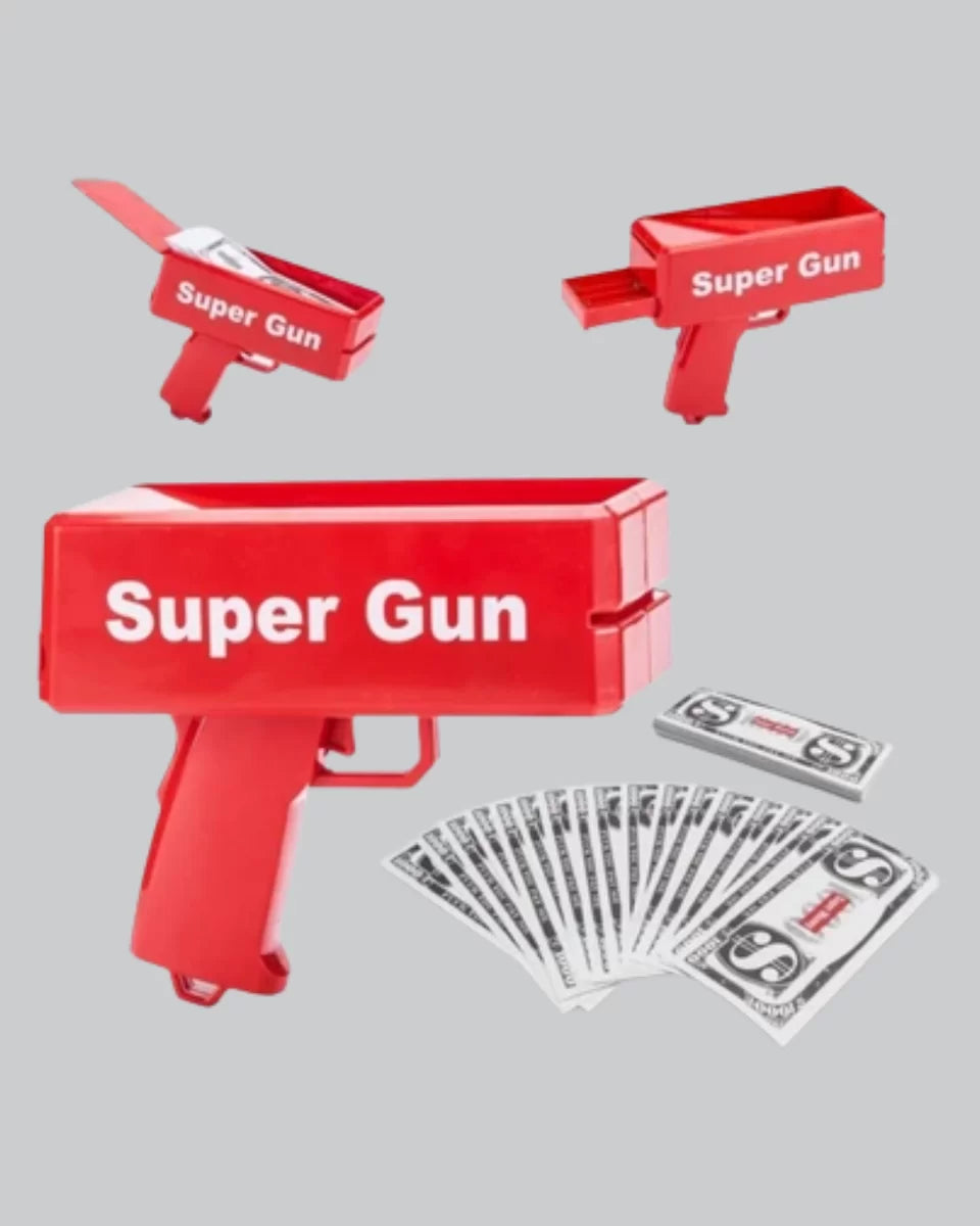 Super Money Gun Para Saçma Tabancası Yüksek Atış Güçlü Kırmızı Model