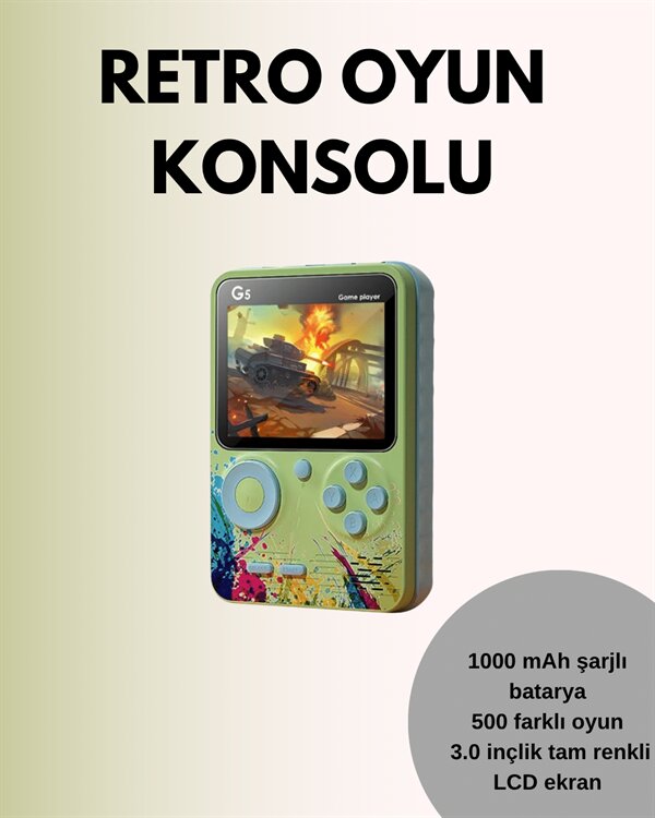 TV Bağlantılı 500 Oyunlu Mini Gameboy Konsol